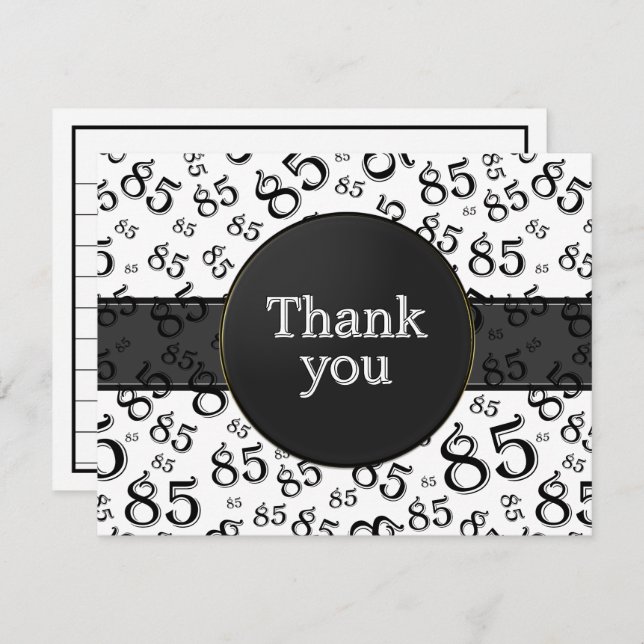 85th Thank You: Black/White Number Pattern (Anverso / Reverso)