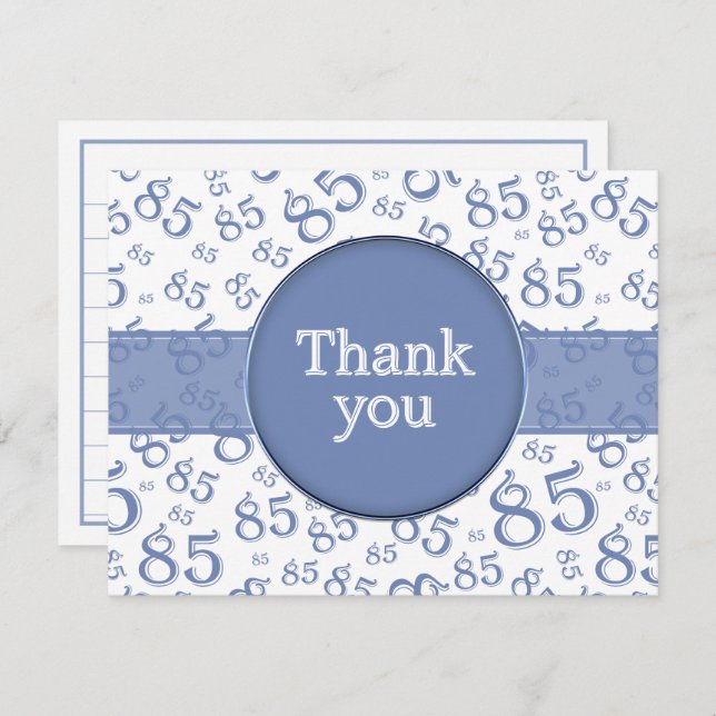 85th Thank You: Blue/White Number Pattern (Anverso / Reverso)