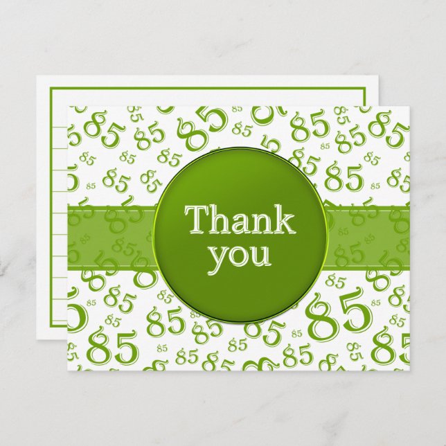 85th Thank You: Green/White Number Pattern (Anverso / Reverso)