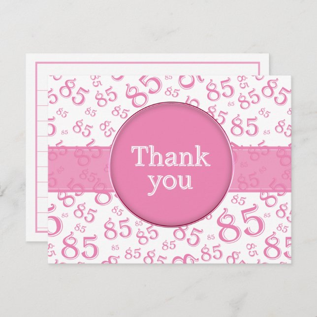 85th Thank You: Pink/White Number Pattern (Anverso / Reverso)