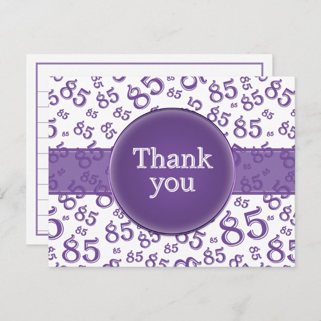 85th Thank You: Purple/White Number Pattern (Anverso / Reverso)