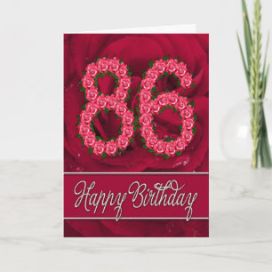 86.ª tarjeta de cumpleaños con rosas y hojas