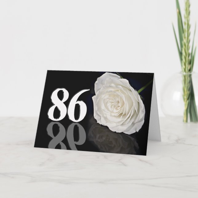 86.ª tarjeta de cumpleaños con una rosa blanca clá (Anverso)