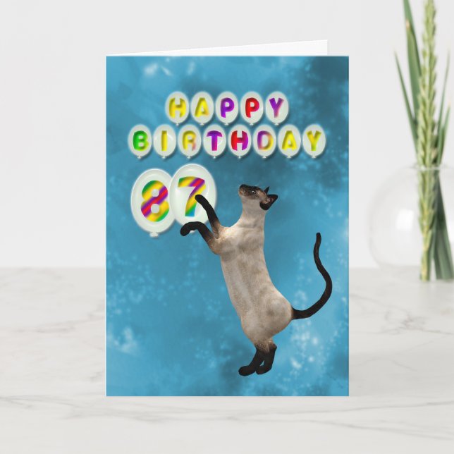 87.ª tarjeta de cumpleaños con gatos siameses (Anverso)