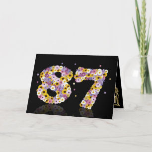 87.ª tarjeta de cumpleaños con letras floridas