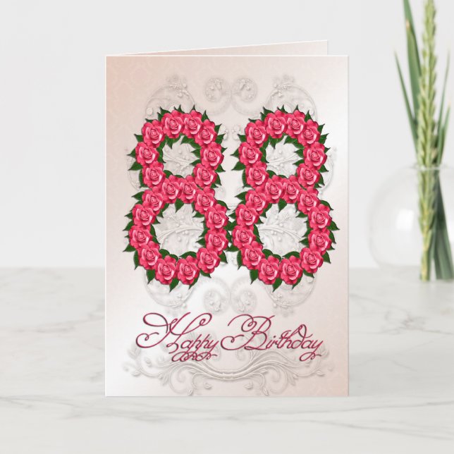 88.a tarjeta de cumpleaños con los rosas y las (Anverso)