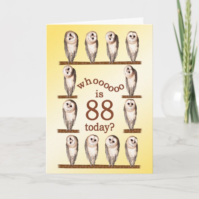 88 cumpleaños, tarjeta Curious owls. (Anverso)
