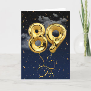 89.ª Tarjeta de Confetti y globo de oro de cumplea