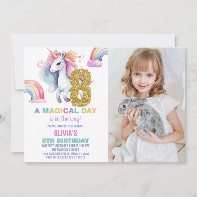 8.ª foto de invitaciones de cumpleaños de Rainbow  (Anverso)