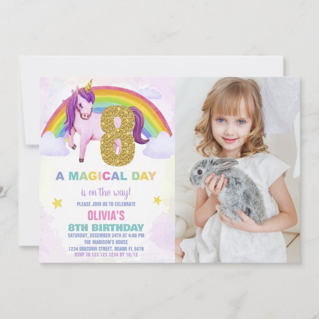 8.ª foto de invitaciones de cumpleaños de Rainbow  (Anverso)