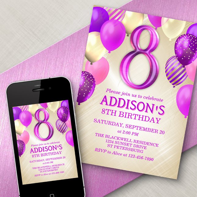 8.ª invitación a los globos rosados (Subido por el creador)