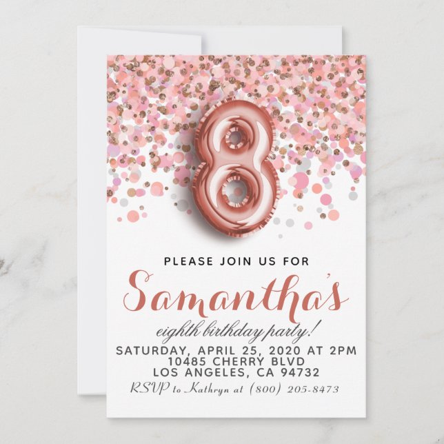 8.ª invitación a los Rosas de oro por cumpleaños (Anverso)
