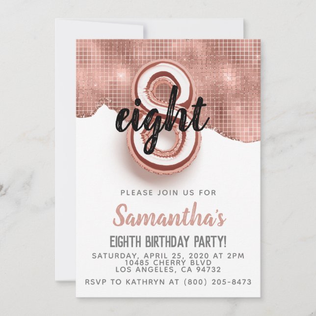 8.ª invitación a los Rosas de oro por cumpleaños (Anverso)