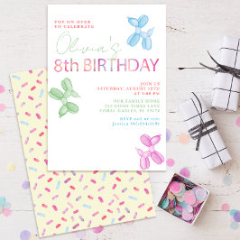 8.ª invitación a un animal con globo de cumpleaños