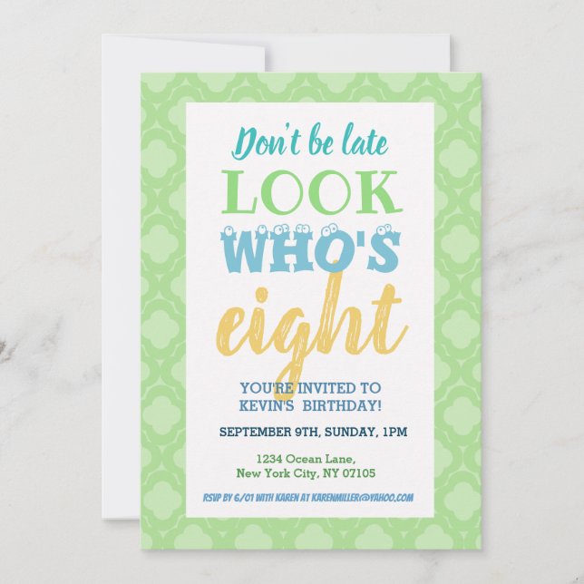 8.ª invitación de cumpleaños (Anverso)