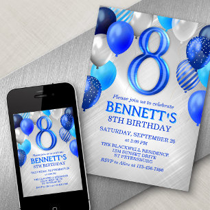 8.ª Invitación de los niños al cumpleaños azul