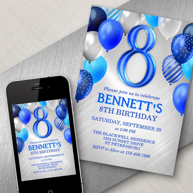 8.ª Invitación de los niños al cumpleaños azul (Subido por el creador)