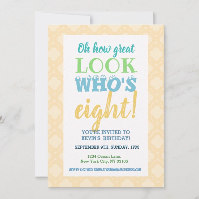 8.ª redacción de la invitación de cumpleaños (Anverso)