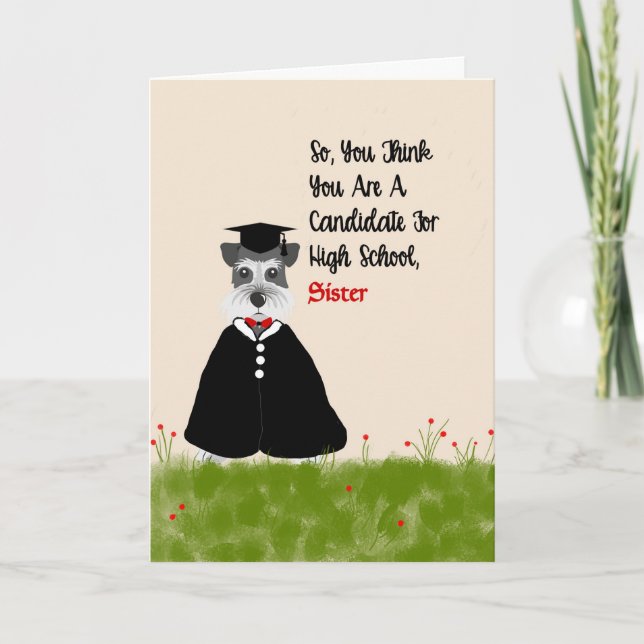 8.ª Tarjeta de Graduación para Hermana con Perro (Anverso)