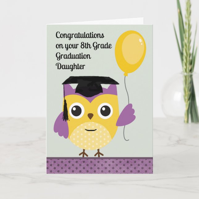 8.ª Tarjeta de Graduación para Hija con Lechuza (Anverso)