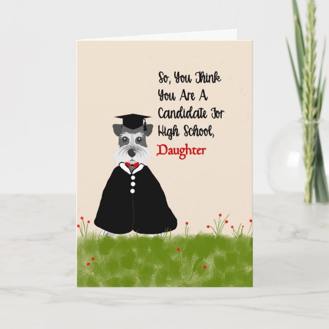 8.ª tarjeta de graduación para la hija con perro (Anverso)