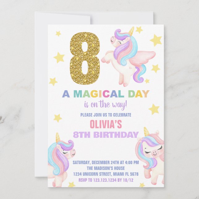 8.ª volante de invitaciones de cumpleaños de Rainb (Anverso)