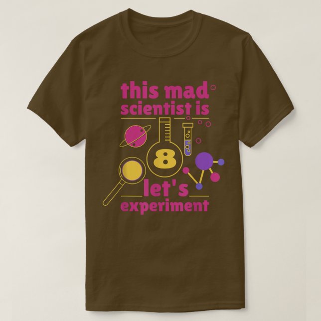 8.º Cumpleaños Camiseta Científica Mad Scientist (Diseño del anverso)