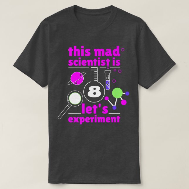 8.º Cumpleaños Camiseta Científica Mad Scientist (Diseño del anverso)