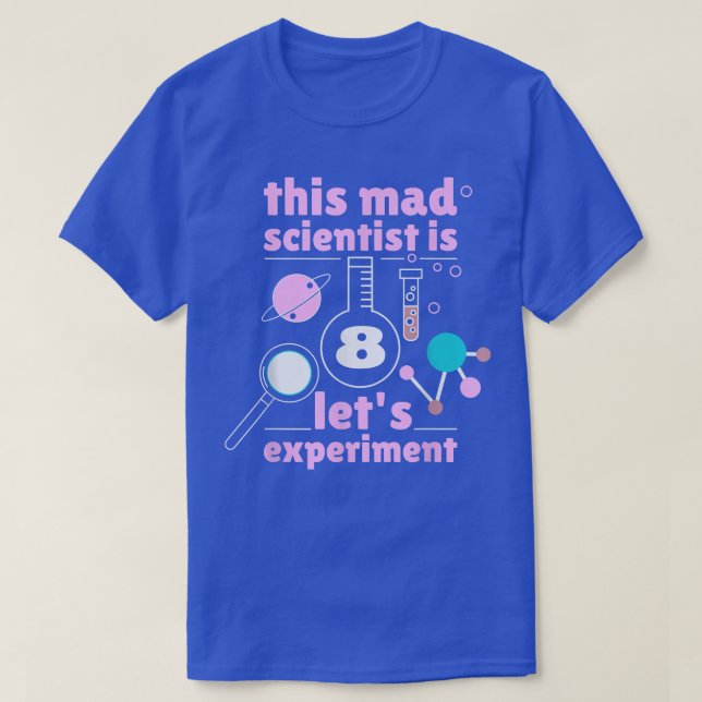 8.º Cumpleaños Camiseta Científica Mad Scientist (Diseño del anverso)