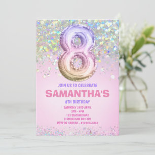 8.º cumpleaños, invitación de cumpleaños de Purpur