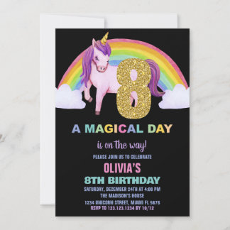 8.º Purpurina de invitaciones de cumpleaños de Rai