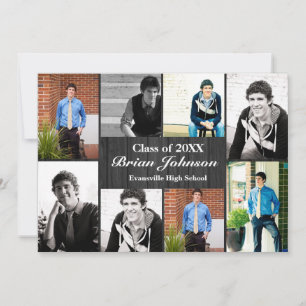 8/9 Fotos Madera gris - Invitación de graduación