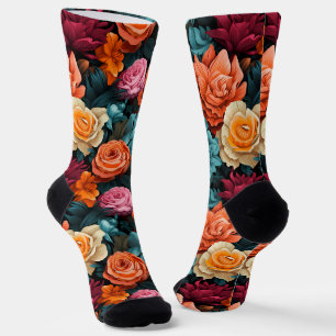 #8 Calcetines de la tripulación con patrón floral