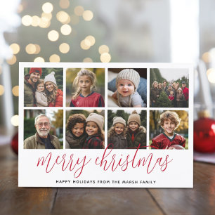 8 Colage de Fotos - Patrón Rojo Feliz Navidad