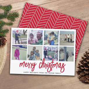 8 Collage de Fotos - Patrón Rojo Feliz Navidad