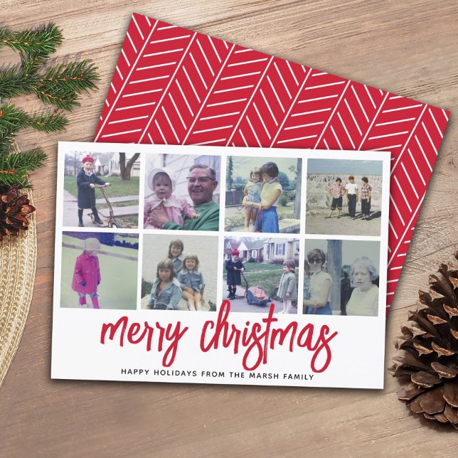 8 Collage de Fotos - Patrón Rojo Feliz Navidad (Subido por el creador)