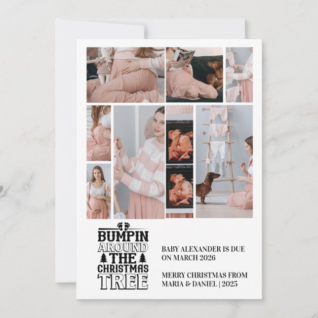 8 Foto Anuncio de Embarazo del Árbol de Navidad (Anverso)