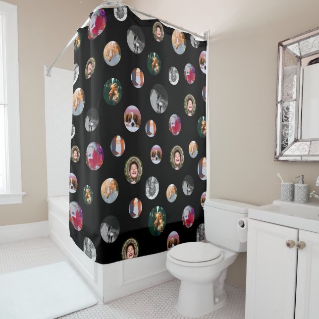 8 Fotopolika dot Template Black Shower Cortina (In situ)