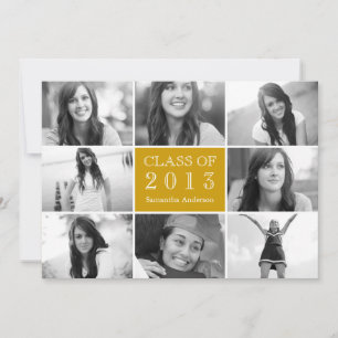 8 Invitación a graduación de Collage de fotos Gold