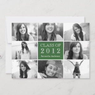 8 Invitación a graduación de Collage de fotos Verd