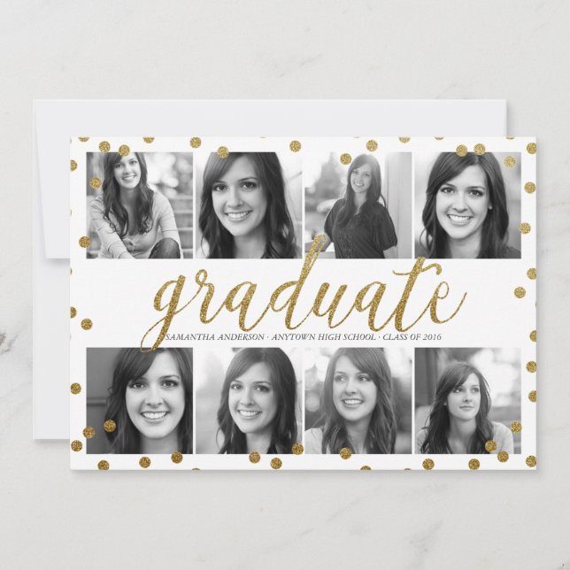 8 Invitación a graduación de Purpurina de fotos de (Anverso)