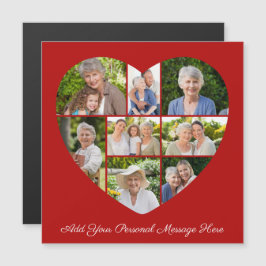 8 Photo Collage Heart Add A Greeting Magnetic Card