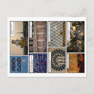 8 postales "French Clichés" con poema en Francés