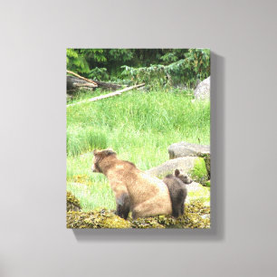 8 x10 Impresión de lienzo estirado con oso pardo