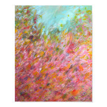 8 x 10 Impresión abstracta de pintura verde turque