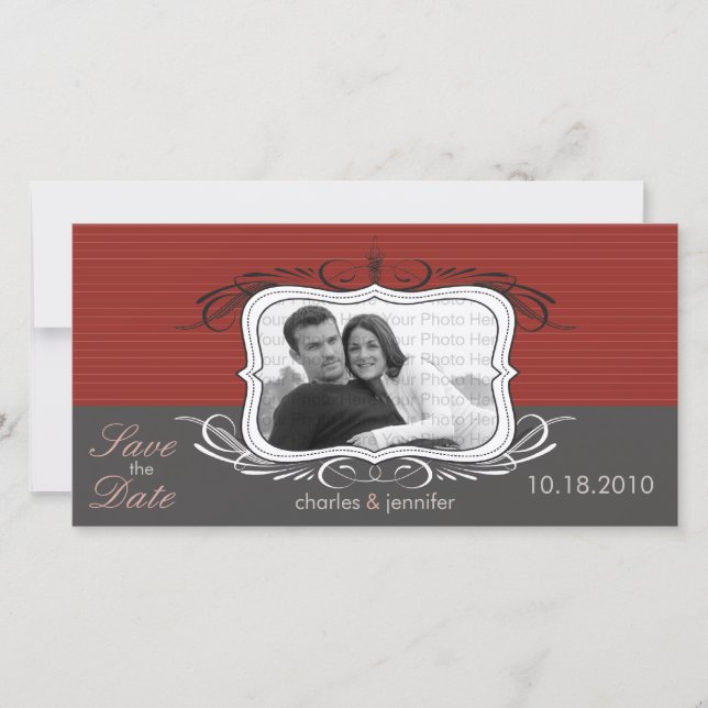 8 x 4" Moda Deco rojo Guardar el anuncio de fecha (Anverso)