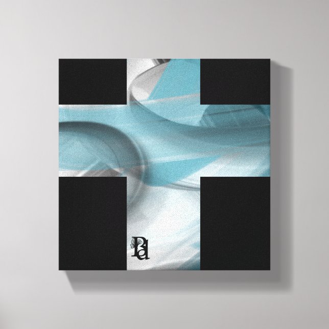 8 x 8" Tendencia Resumen de lienzo de arte azul bl (Anverso)