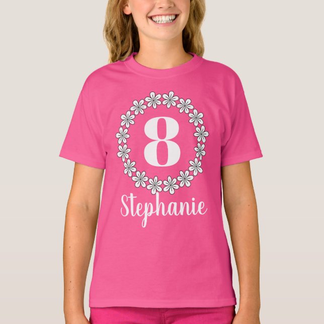 8va camisa del cumpleaños del chica lindo para (Anverso)