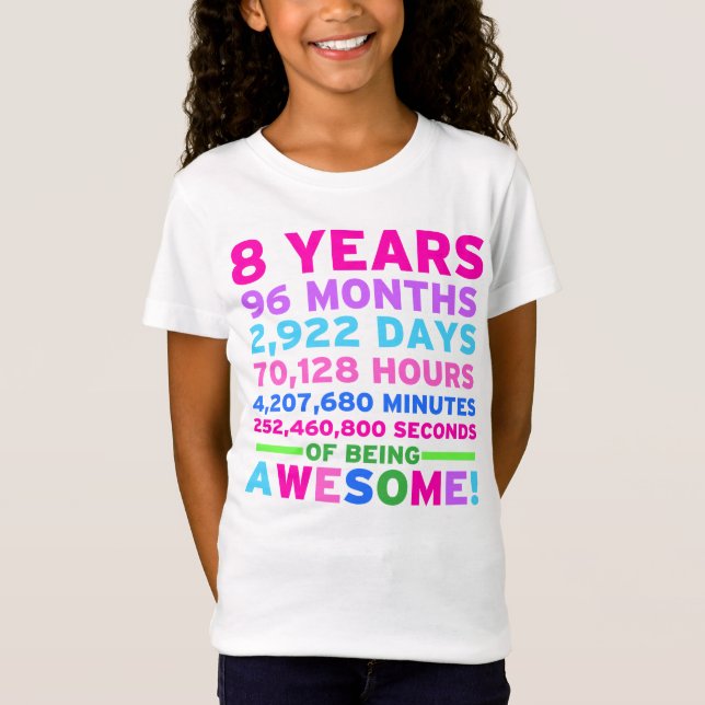 8vo Chica de la camisa del cumpleaños ocho años de (Anverso)