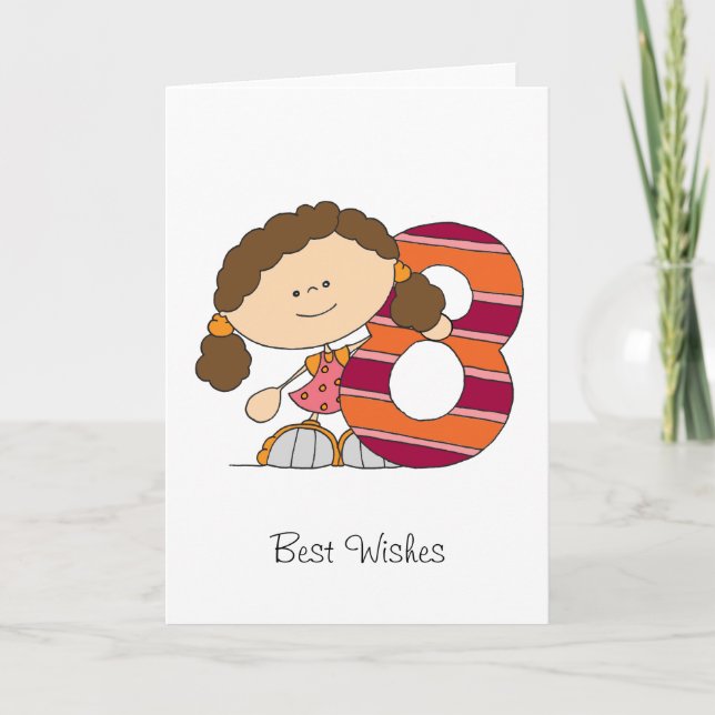 8vo cumpleaños - tarjeta de felicitaciones - chica (Anverso)